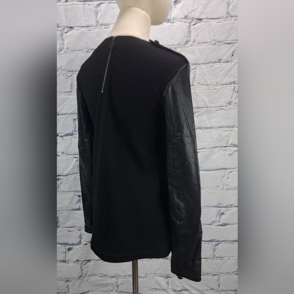 Burberry Brit Women's Sweater Wool Lambskin Leather Sleeves Black Size XS - Picture 7 of 14